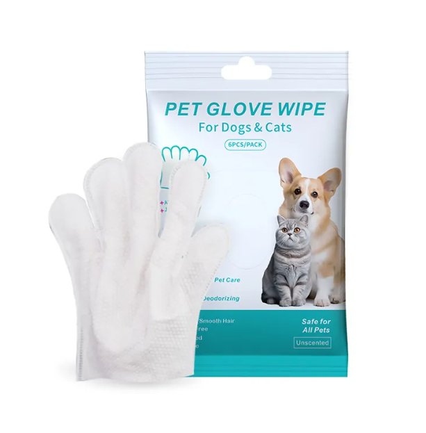 Guantes y toallitas de limpieza para mascotas