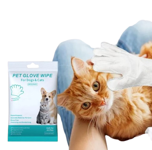 Guantes y toallitas de limpieza para mascotas